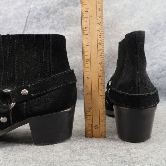 AllSaints Shoes Womens 40 Bootie Harness Leather Block Heel Fashion Slip On Boot - Picture 7 of 16